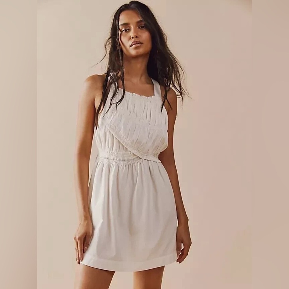 NEW Free People All Eyes on Me Mini Dress Endless Summer Ivory Backless.